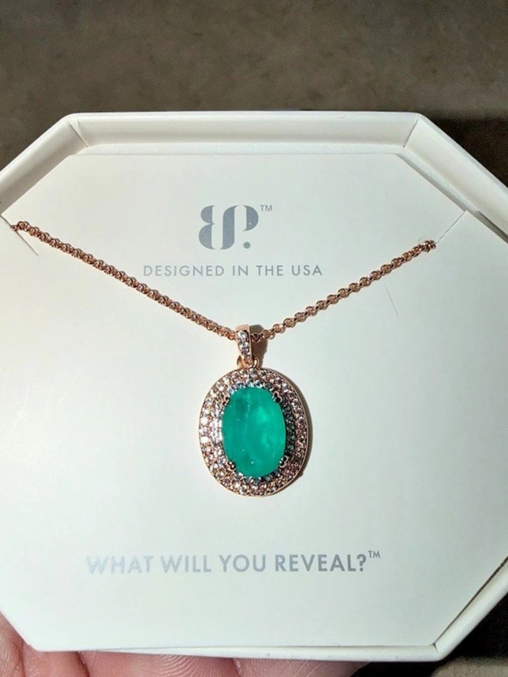 BP RETRO Necklace-Simply Divine Brazilian Emerald on Rose Gold RBP9091